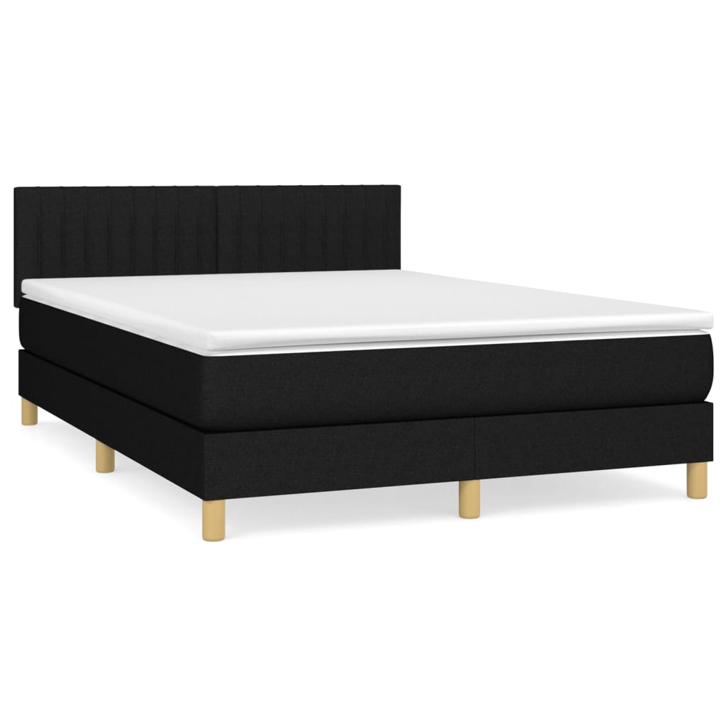 Boxspring met matras stof zwart 140x200 cm is nu te koop bij PeponiXL, paradijselijk wonen!