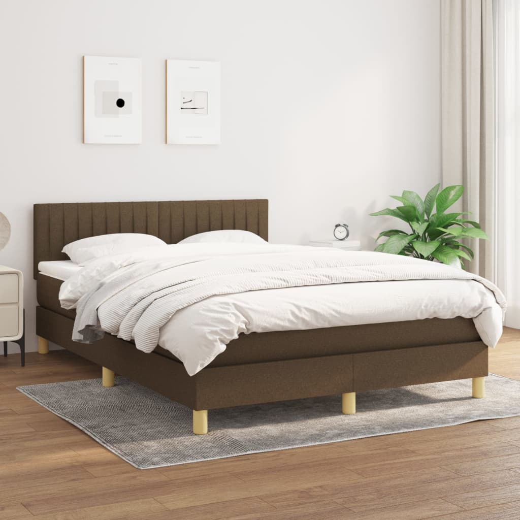 Boxspring met matras stof donkerbruin 140x200 cm is nu te koop bij PeponiXL, paradijselijk wonen!
