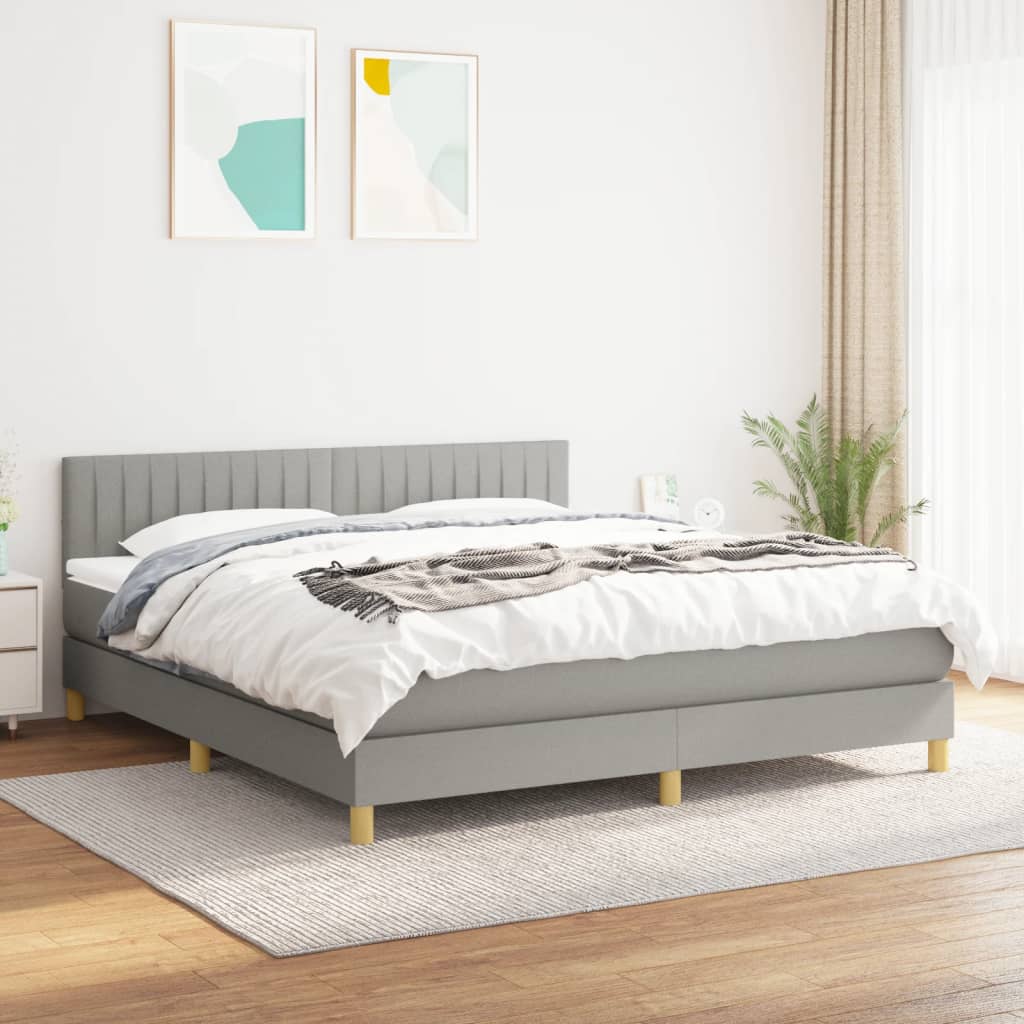 Boxspring met matras stof lichtgrijs 160x200 cm is nu te koop bij PeponiXL, paradijselijk wonen!