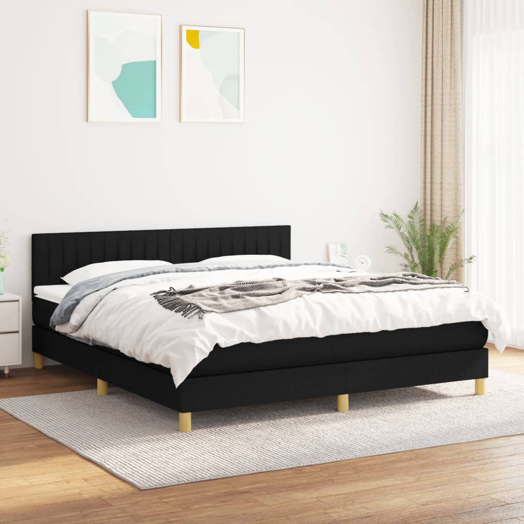 Boxspring met matras stof zwart 180x200 cm is nu te koop bij PeponiXL, paradijselijk wonen!