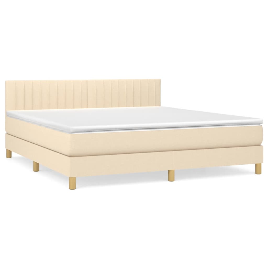 Boxspring met matras stof crèmekleurig 180x200 cm is nu te koop bij PeponiXL, paradijselijk wonen!