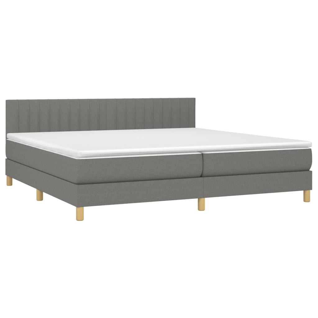 Boxspring met matras stof donkergrijs 200x200 cm is nu te koop bij PeponiXL, paradijselijk wonen!