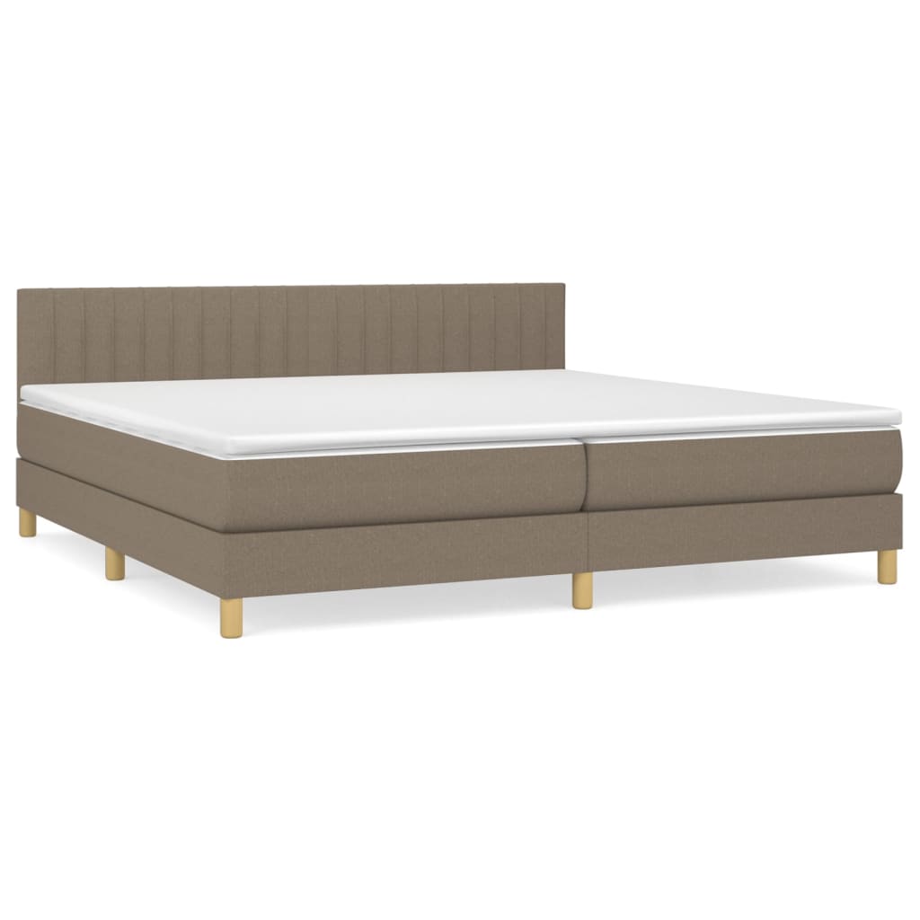 Boxspring met matras stof taupe 200x200 cm is nu te koop bij PeponiXL, paradijselijk wonen!