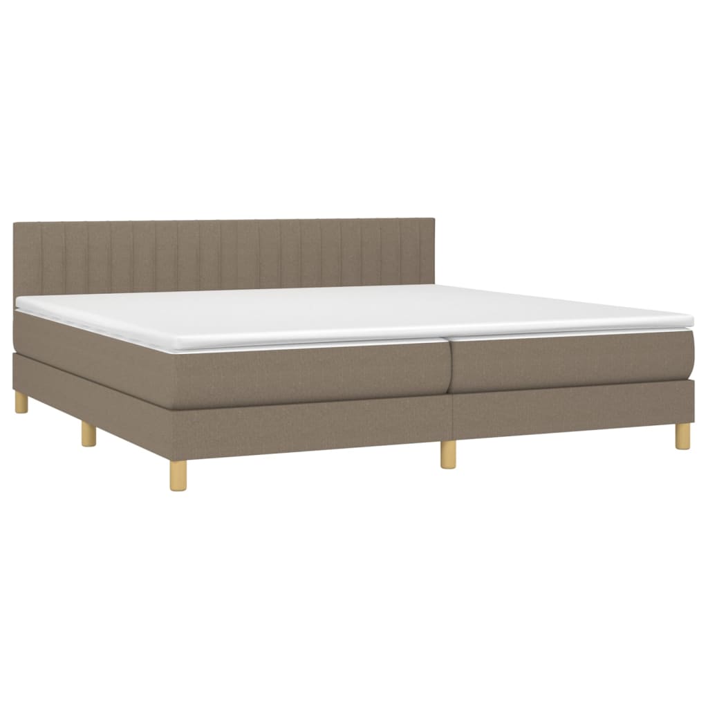 Boxspring met matras stof taupe 200x200 cm is nu te koop bij PeponiXL, paradijselijk wonen!