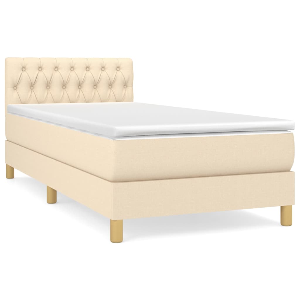 Boxspring met matras stof crèmekleurig 80x200 cm is nu te koop bij PeponiXL, paradijselijk wonen!