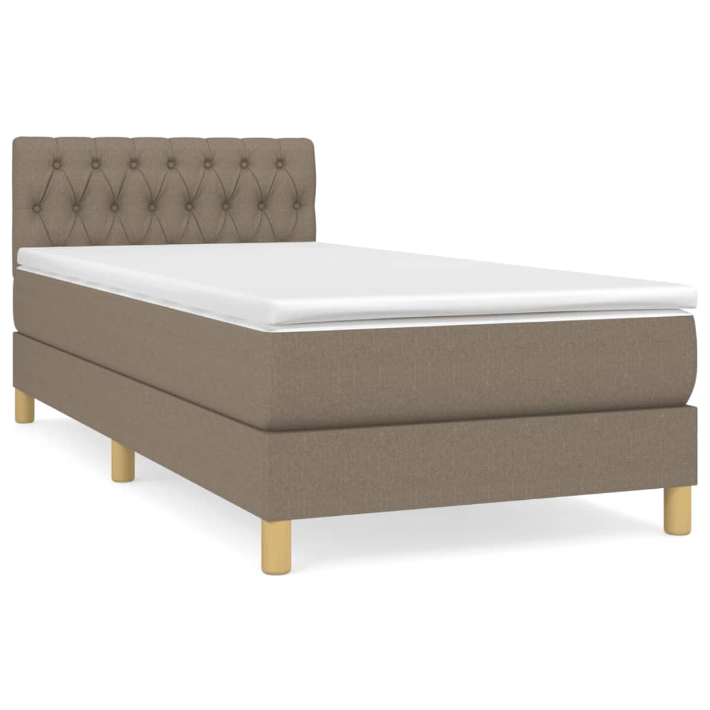 Boxspring met matras stof taupe 90x200 cm is nu te koop bij PeponiXL, paradijselijk wonen!