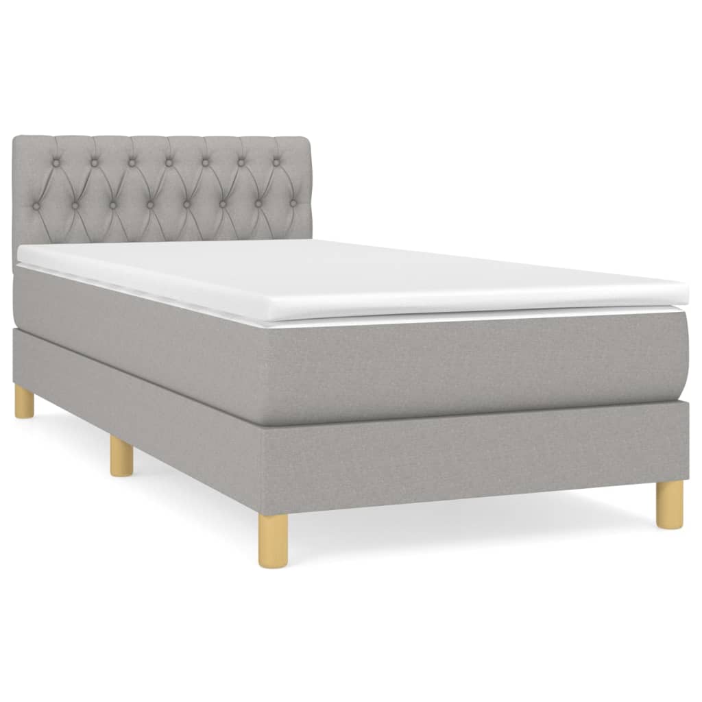 Boxspring met matras stof lichtgrijs 100x200 cm is nu te koop bij PeponiXL, paradijselijk wonen!