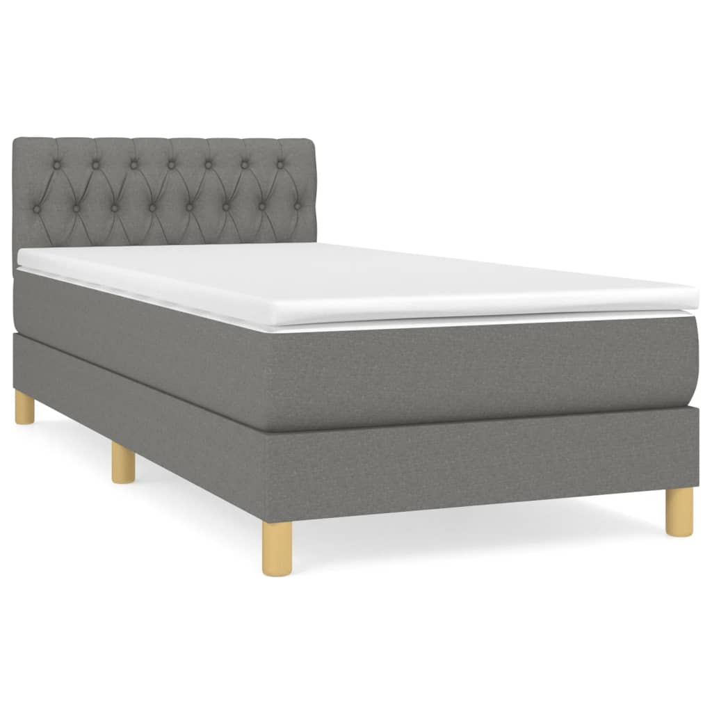 Boxspring met matras stof donkergrijs 100x200 cm is nu te koop bij PeponiXL, paradijselijk wonen!