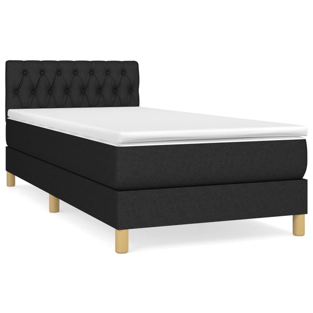 Boxspring met matras stof zwart 100x200 cm is nu te koop bij PeponiXL, paradijselijk wonen!