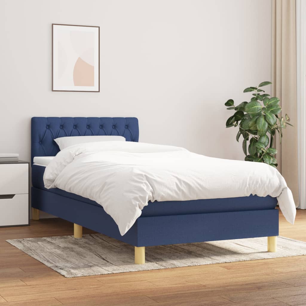 Boxspring met matras stof blauw 100x200 cm is nu te koop bij PeponiXL, paradijselijk wonen!