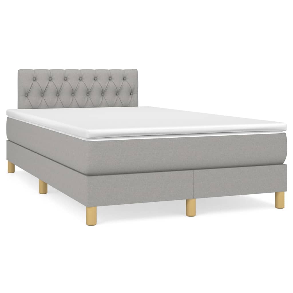Boxspring met matras stof lichtgrijs 120x200 cm is nu te koop bij PeponiXL, paradijselijk wonen!