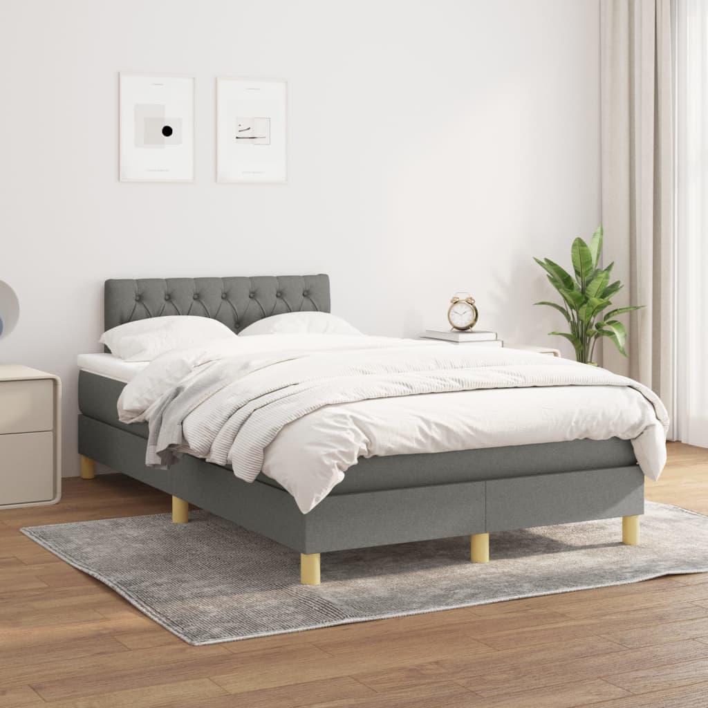 Boxspring met matras stof donkergrijs 120x200 cm is nu te koop bij PeponiXL, paradijselijk wonen!