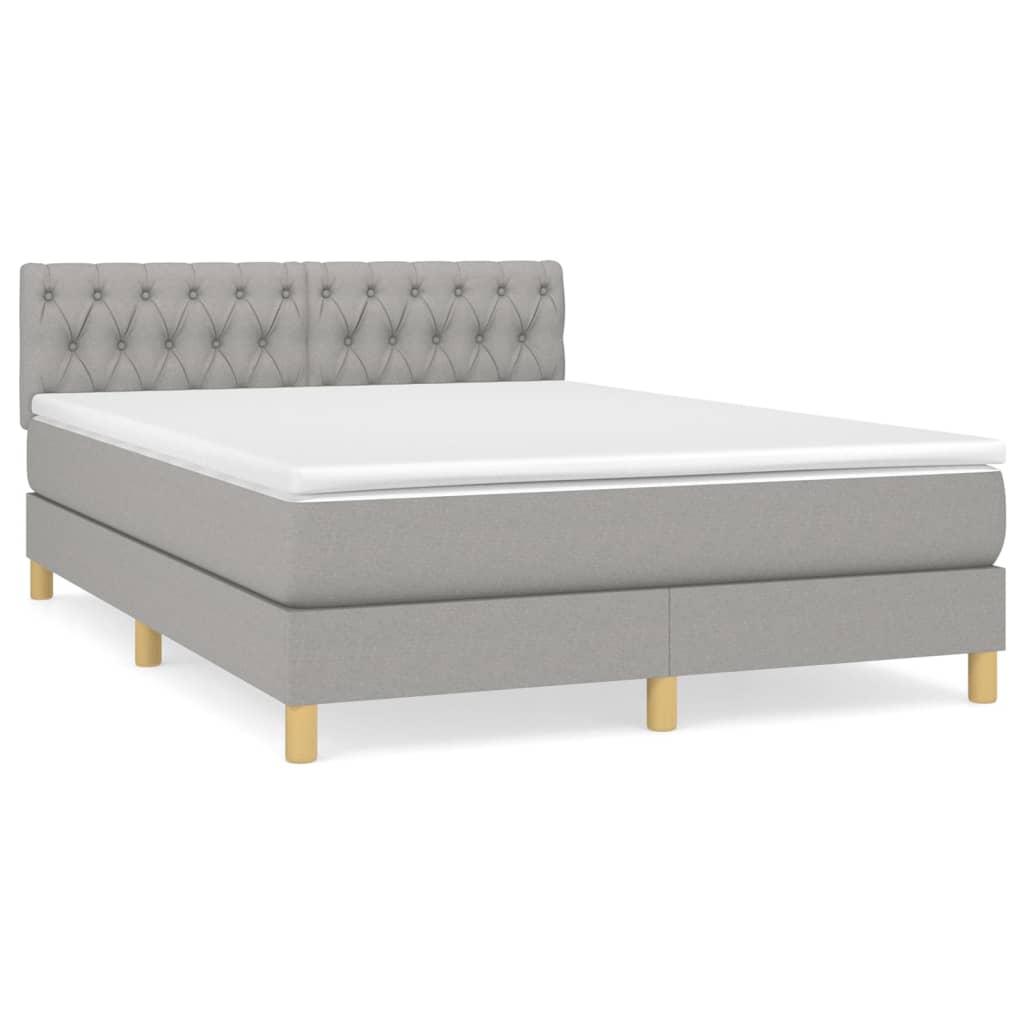 Boxspring met matras stof lichtgrijs 140x190 cm is nu te koop bij PeponiXL, paradijselijk wonen!