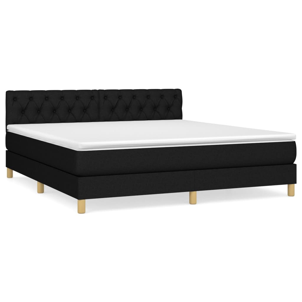 Boxspring met matras stof zwart 160x200 cm is nu te koop bij PeponiXL, paradijselijk wonen!