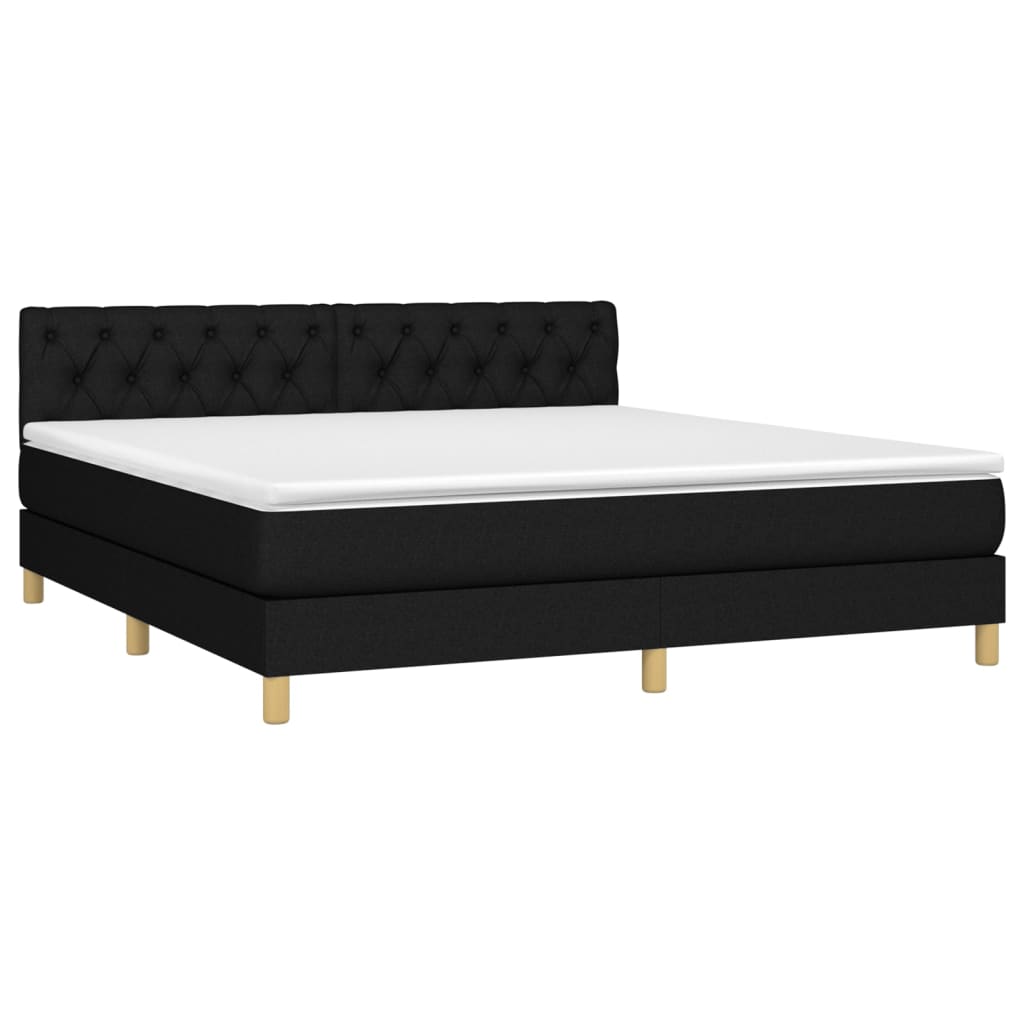 Boxspring met matras stof zwart 160x200 cm is nu te koop bij PeponiXL, paradijselijk wonen!