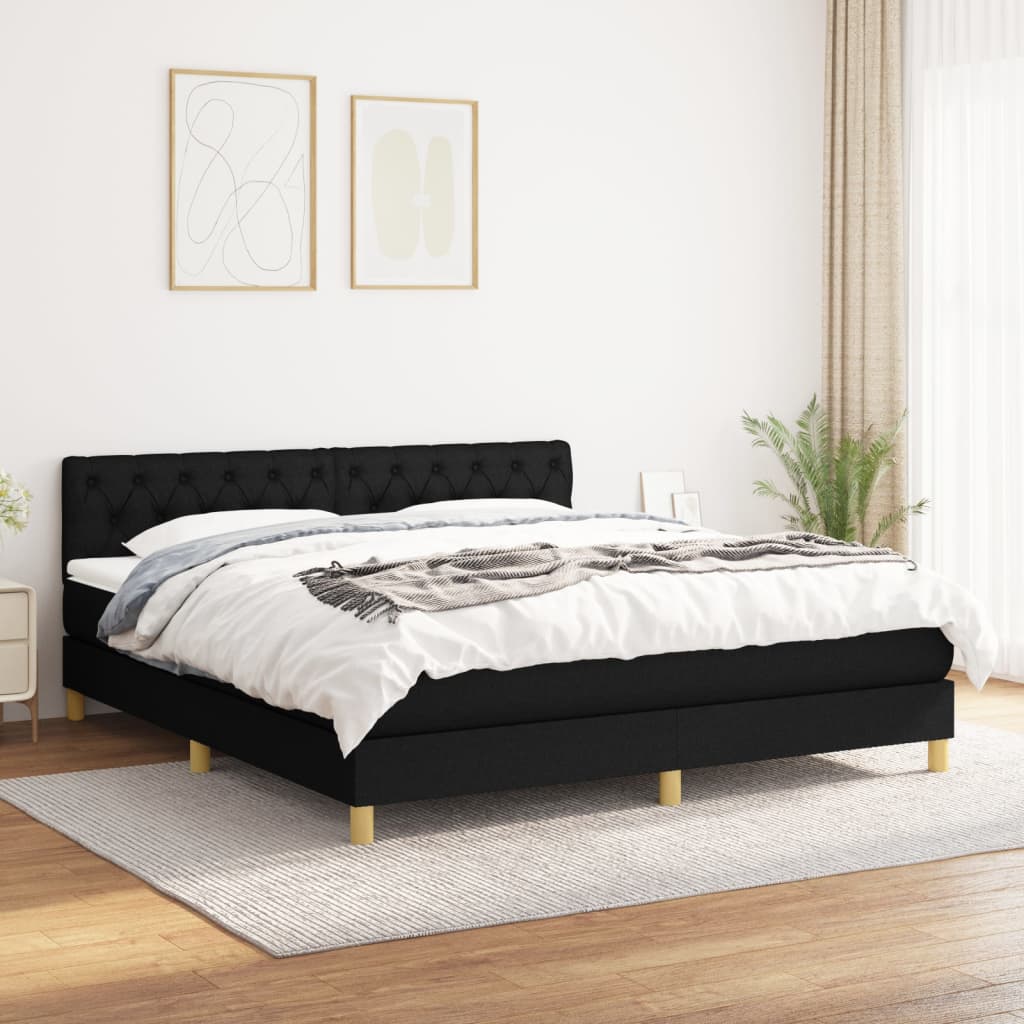 Boxspring met matras stof zwart 160x200 cm is nu te koop bij PeponiXL, paradijselijk wonen!