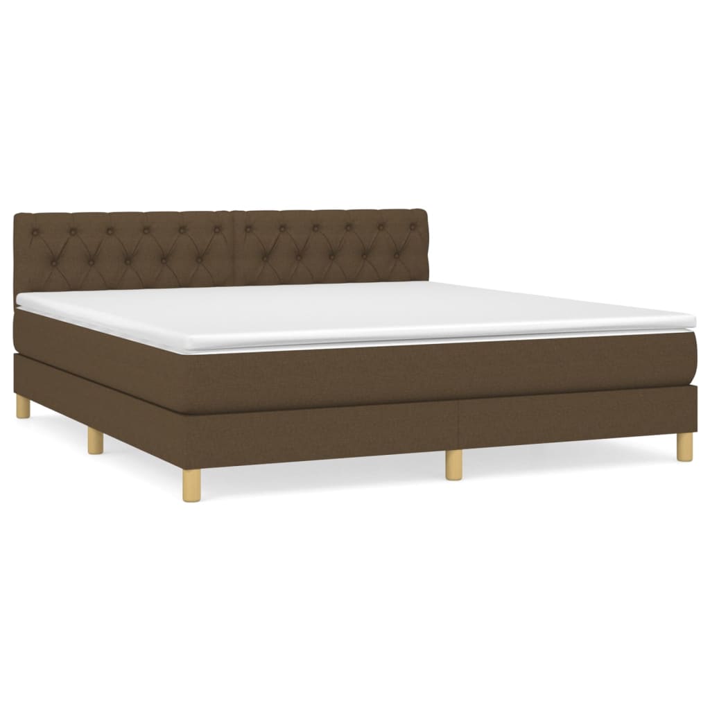 Boxspring met matras stof donkerbruin 160x200 cm is nu te koop bij PeponiXL, paradijselijk wonen!