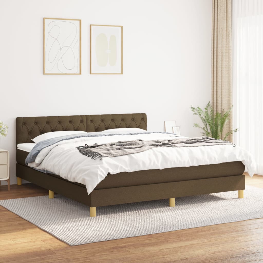Boxspring met matras stof donkerbruin 160x200 cm is nu te koop bij PeponiXL, paradijselijk wonen!
