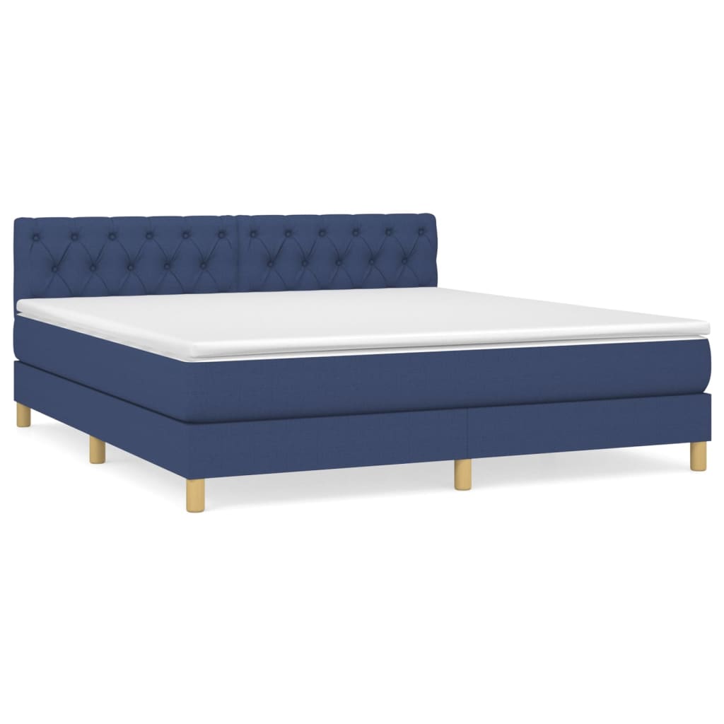 Boxspring met matras stof blauw 160x200 cm is nu te koop bij PeponiXL, paradijselijk wonen!