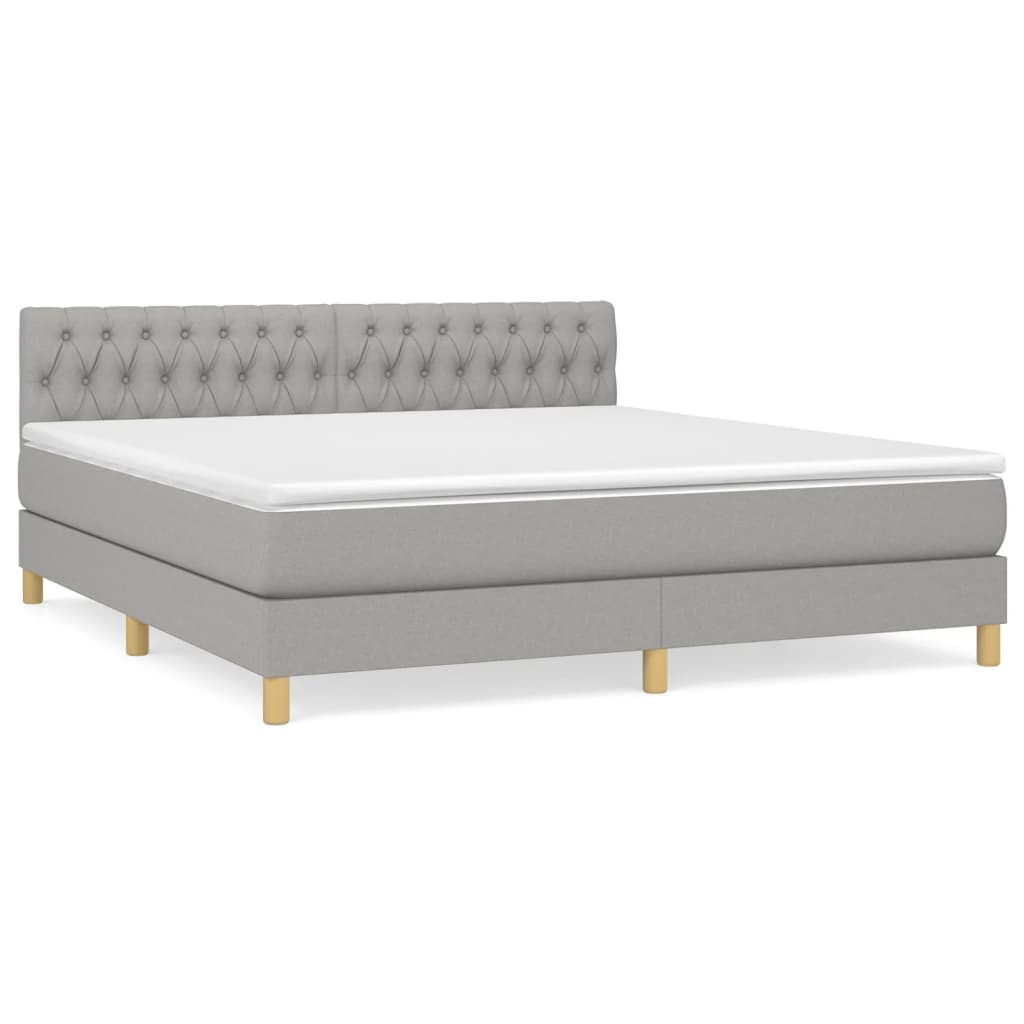 Boxspring met matras stof lichtgrijs 180x200 cm is nu te koop bij PeponiXL, paradijselijk wonen!