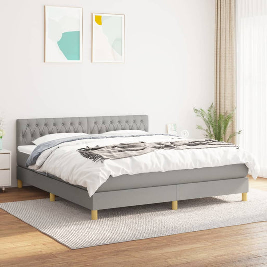 Boxspring met matras stof lichtgrijs 180x200 cm is nu te koop bij PeponiXL, paradijselijk wonen!