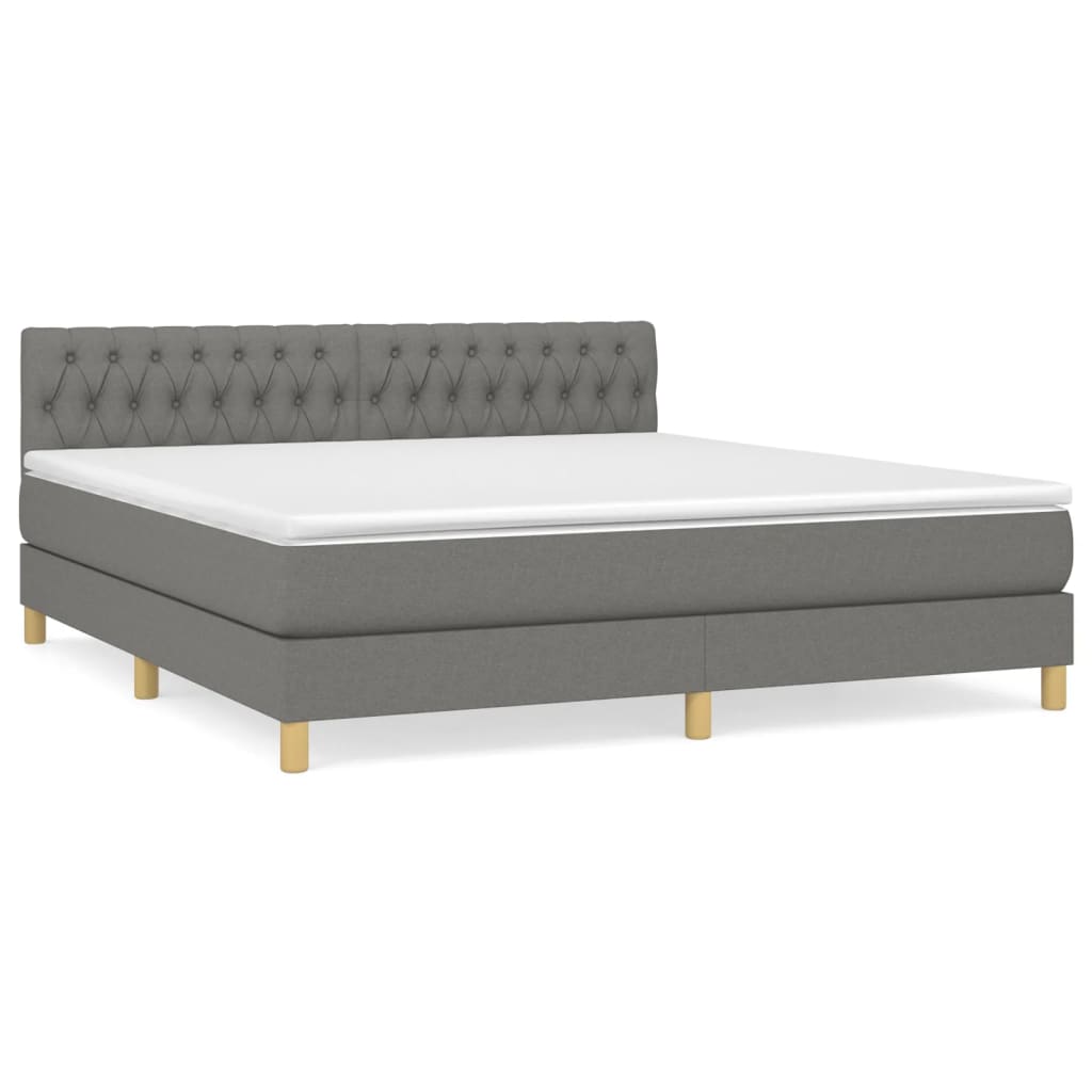 Boxspring met matras stof donkergrijs 180x200 cm is nu te koop bij PeponiXL, paradijselijk wonen!