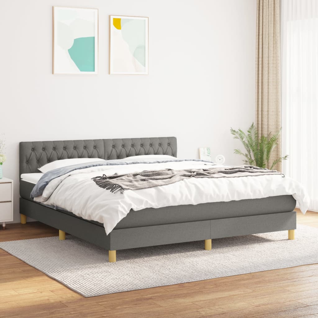Boxspring met matras stof donkergrijs 180x200 cm is nu te koop bij PeponiXL, paradijselijk wonen!
