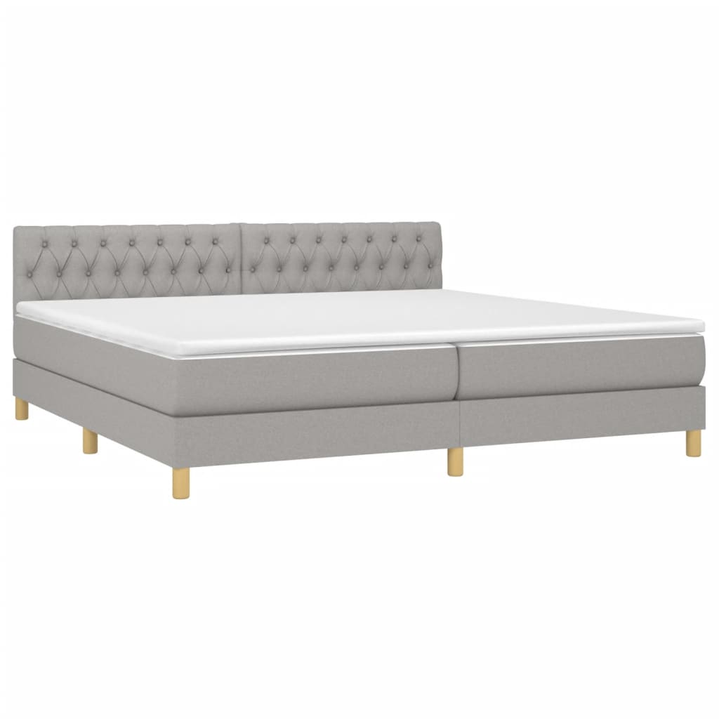 Boxspring met matras stof lichtgrijs 200x200 cm is nu te koop bij PeponiXL, paradijselijk wonen!