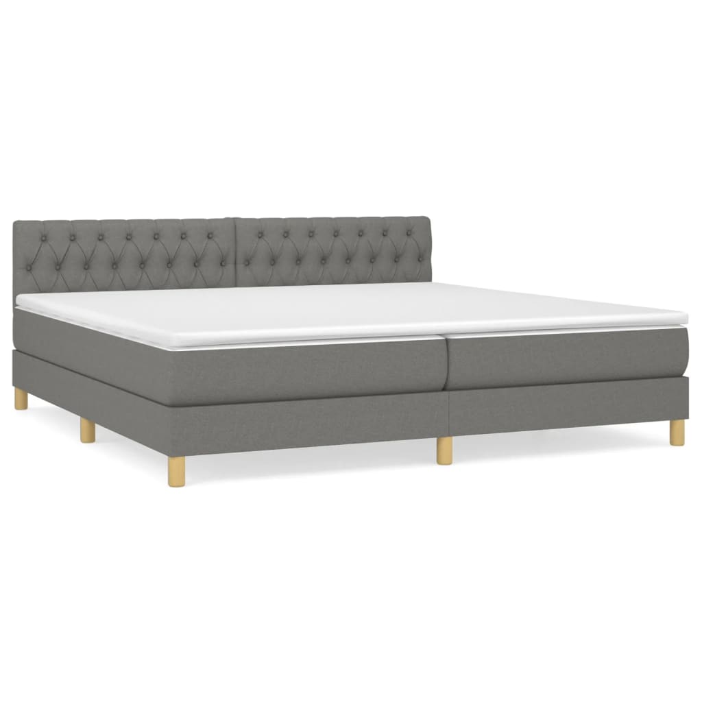 Boxspring met matras stof donkergrijs 200x200 cm is nu te koop bij PeponiXL, paradijselijk wonen!