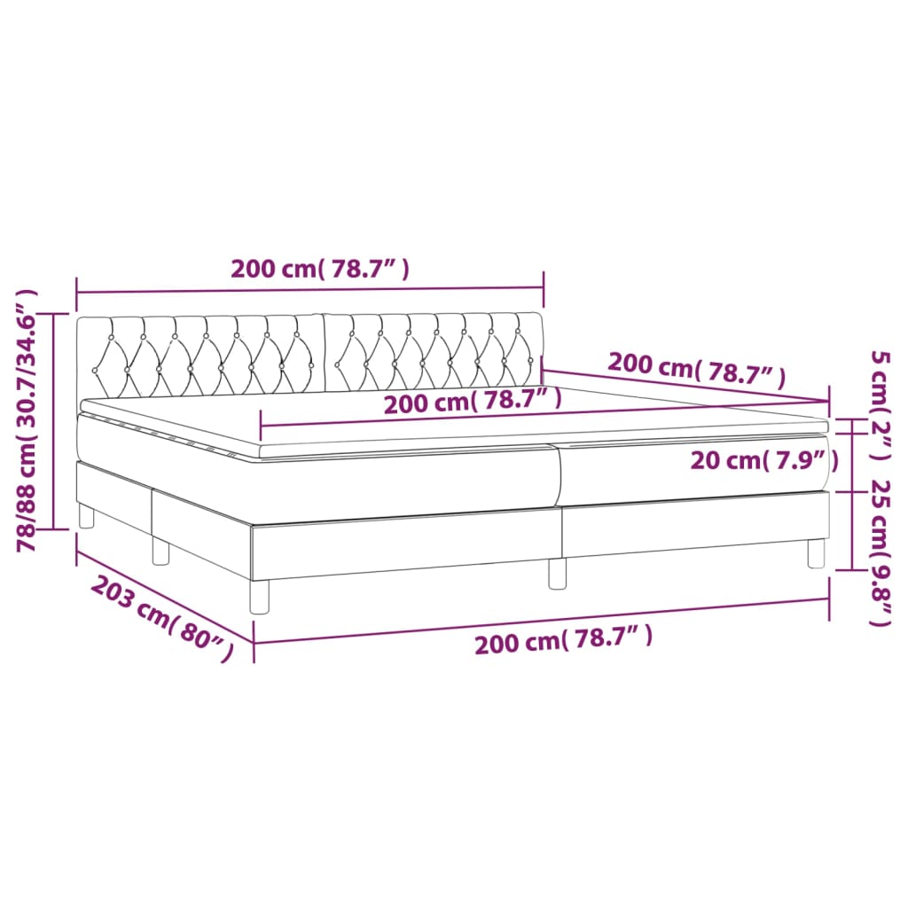 Boxspring met matras stof donkerbruin 200x200 cm is nu te koop bij PeponiXL, paradijselijk wonen!