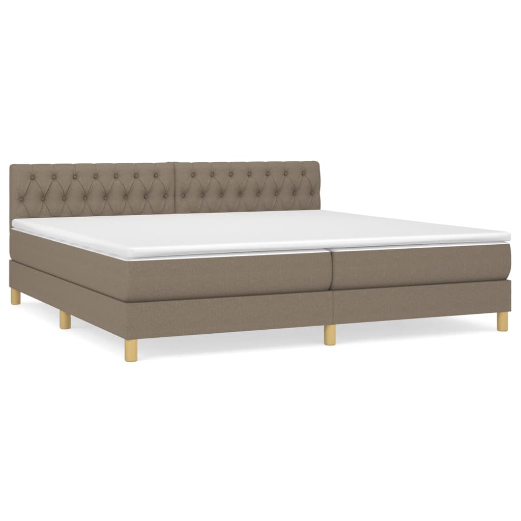 Boxspring met matras stof taupe 200x200 cm is nu te koop bij PeponiXL, paradijselijk wonen!