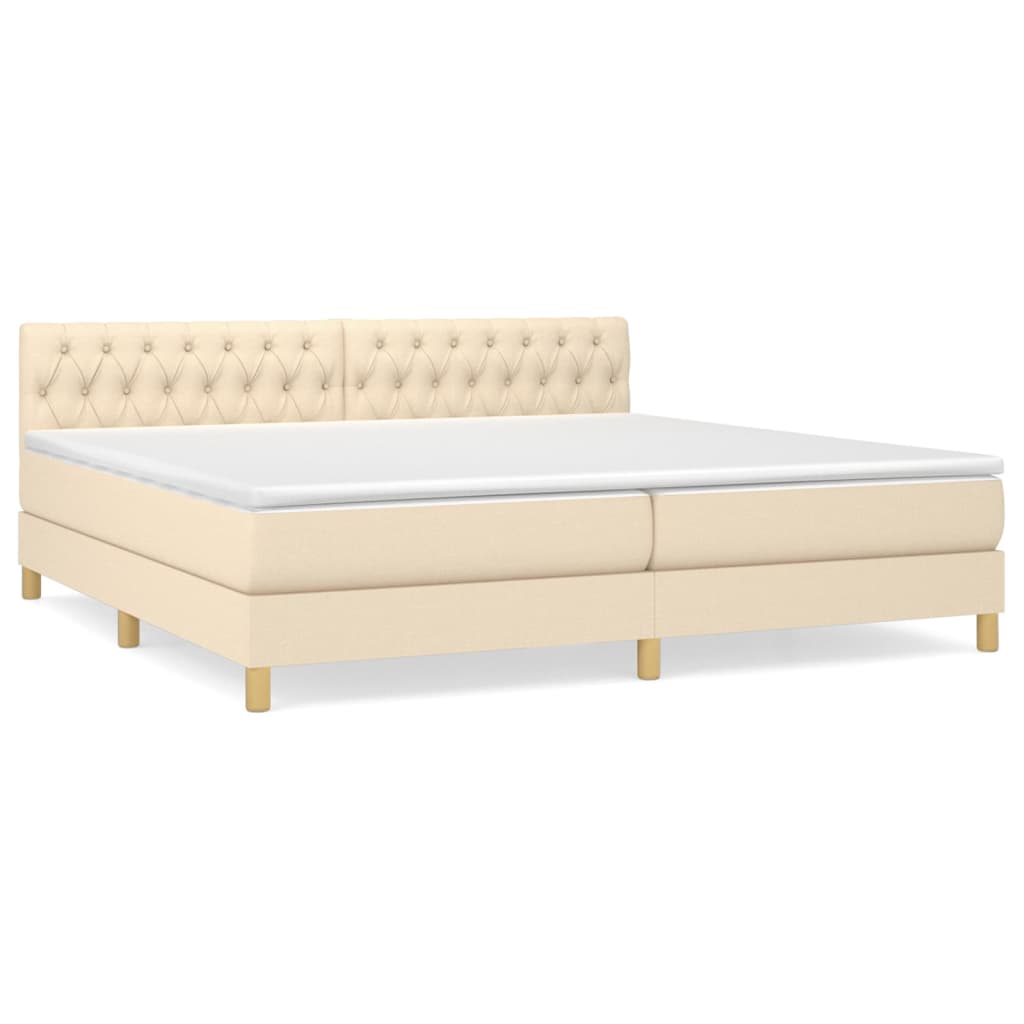 Boxspring met matras stof crèmekleurig 200x200 cm is nu te koop bij PeponiXL, paradijselijk wonen!