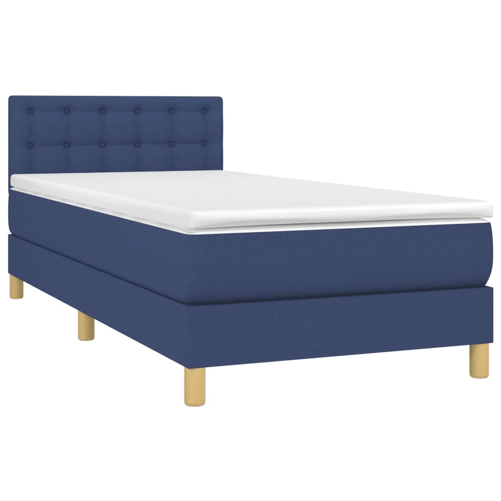 Boxspring met matras stof blauw 90x190 cm is nu te koop bij PeponiXL, paradijselijk wonen!