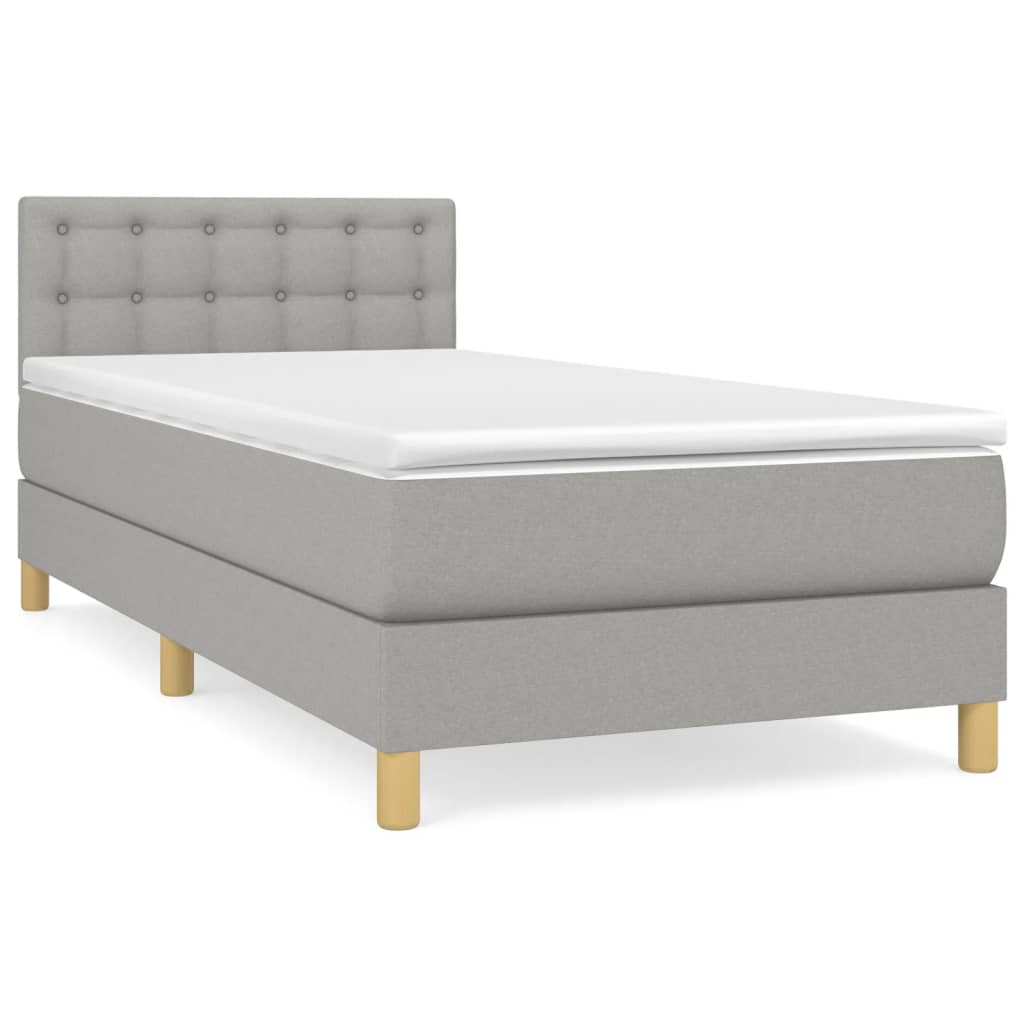 Boxspring met matras stof lichtgrijs 90x200 cm is nu te koop bij PeponiXL, paradijselijk wonen!