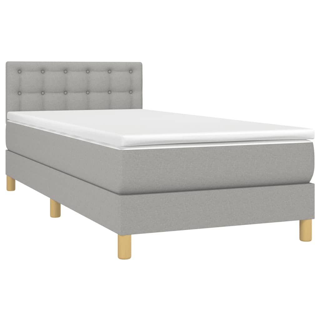 Boxspring met matras stof lichtgrijs 90x200 cm is nu te koop bij PeponiXL, paradijselijk wonen!