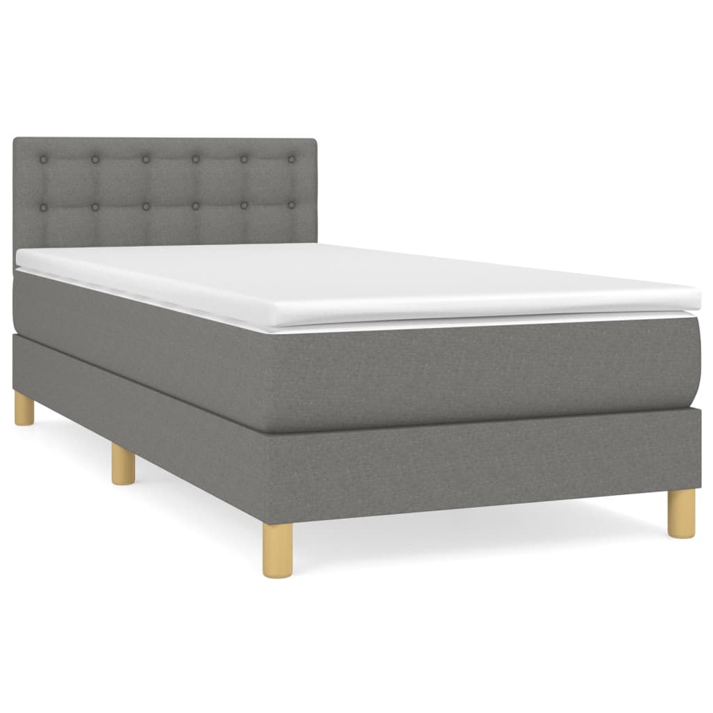 Boxspring met matras stof donkergrijs 90x200 cm is nu te koop bij PeponiXL, paradijselijk wonen!
