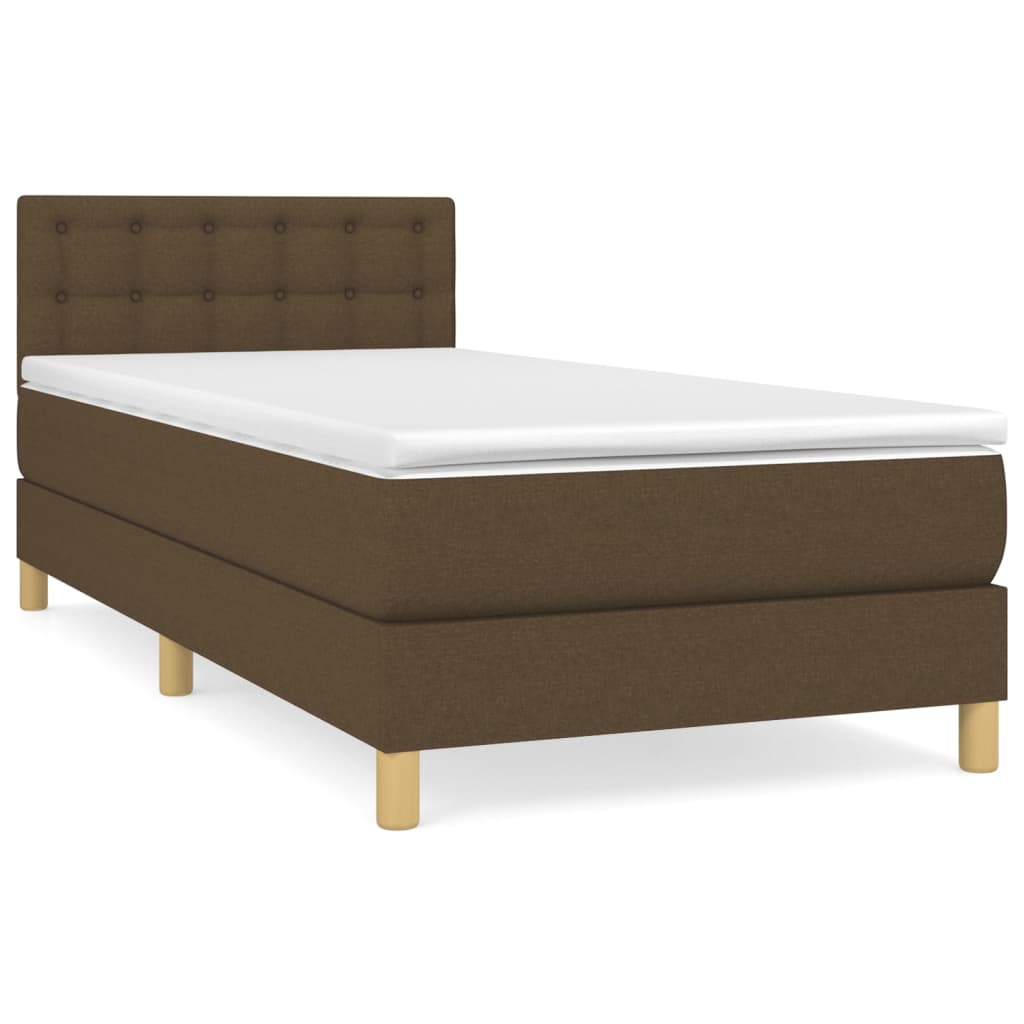 Boxspring met matras stof donkerbruin 90x200 cm is nu te koop bij PeponiXL, paradijselijk wonen!