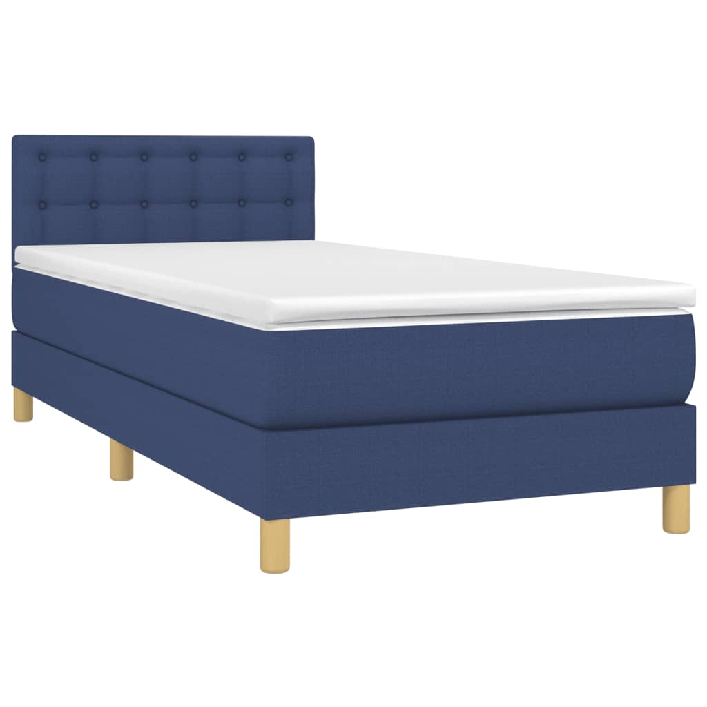 Boxspring met matras stof blauw 90x200 cm is nu te koop bij PeponiXL, paradijselijk wonen!