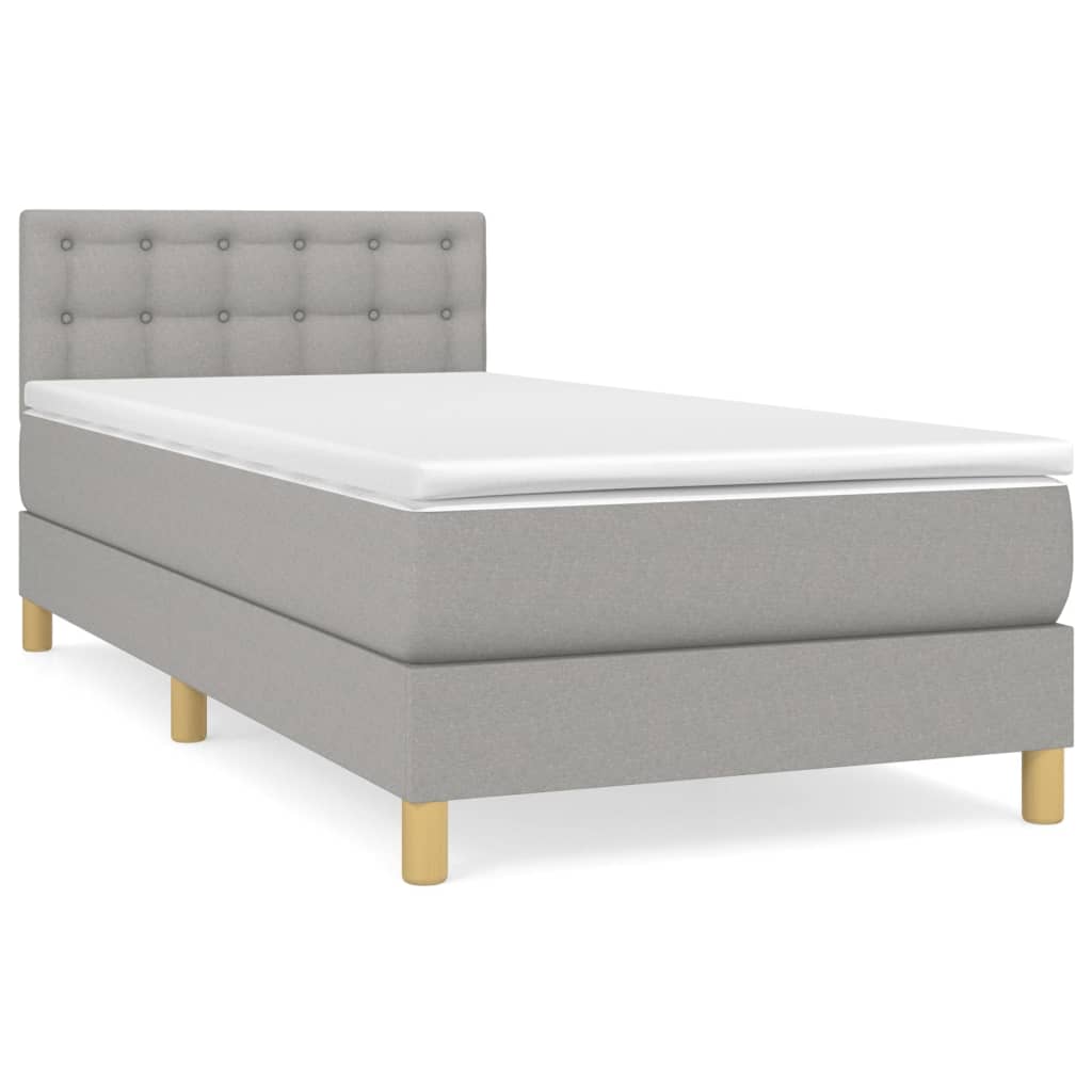 Boxspring met matras stof lichtgrijs 100x200 cm is nu te koop bij PeponiXL, paradijselijk wonen!
