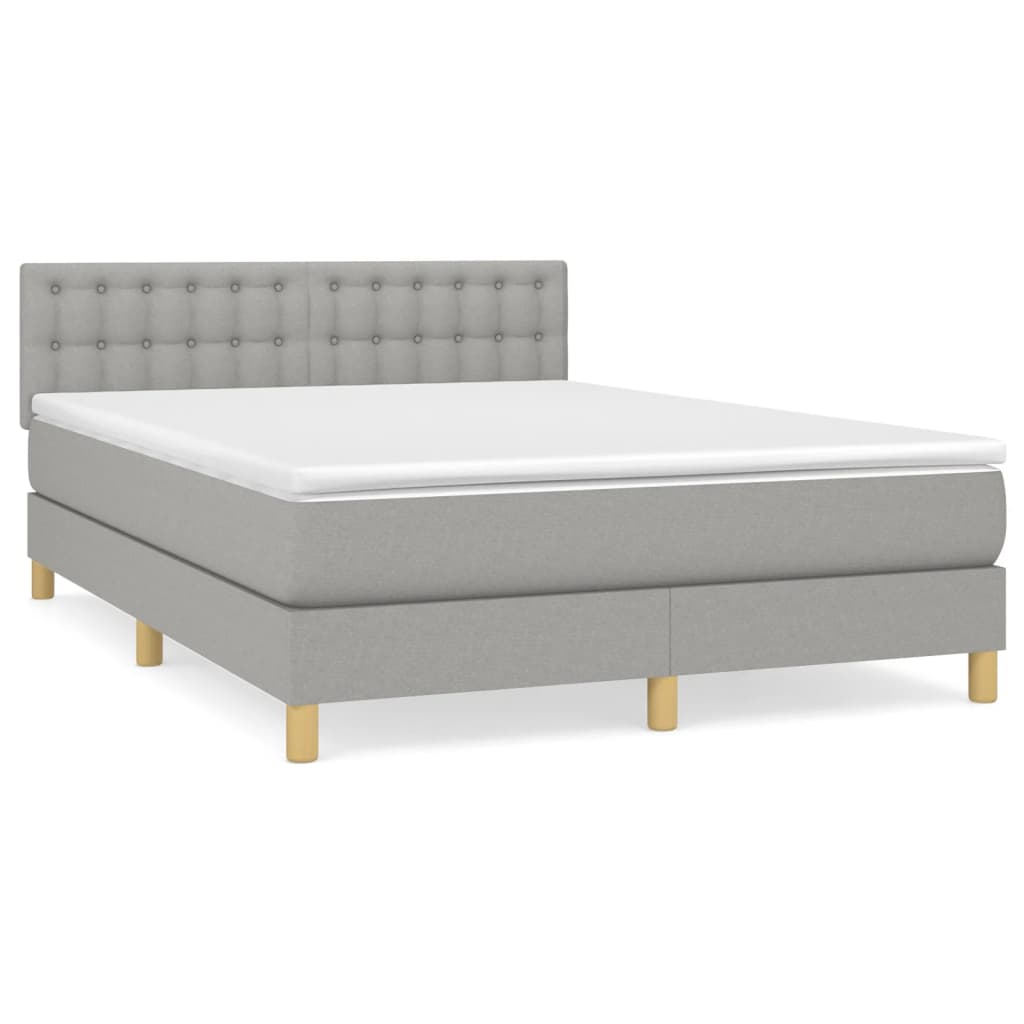 Boxspring met matras stof lichtgrijs 140x190 cm is nu te koop bij PeponiXL, paradijselijk wonen!