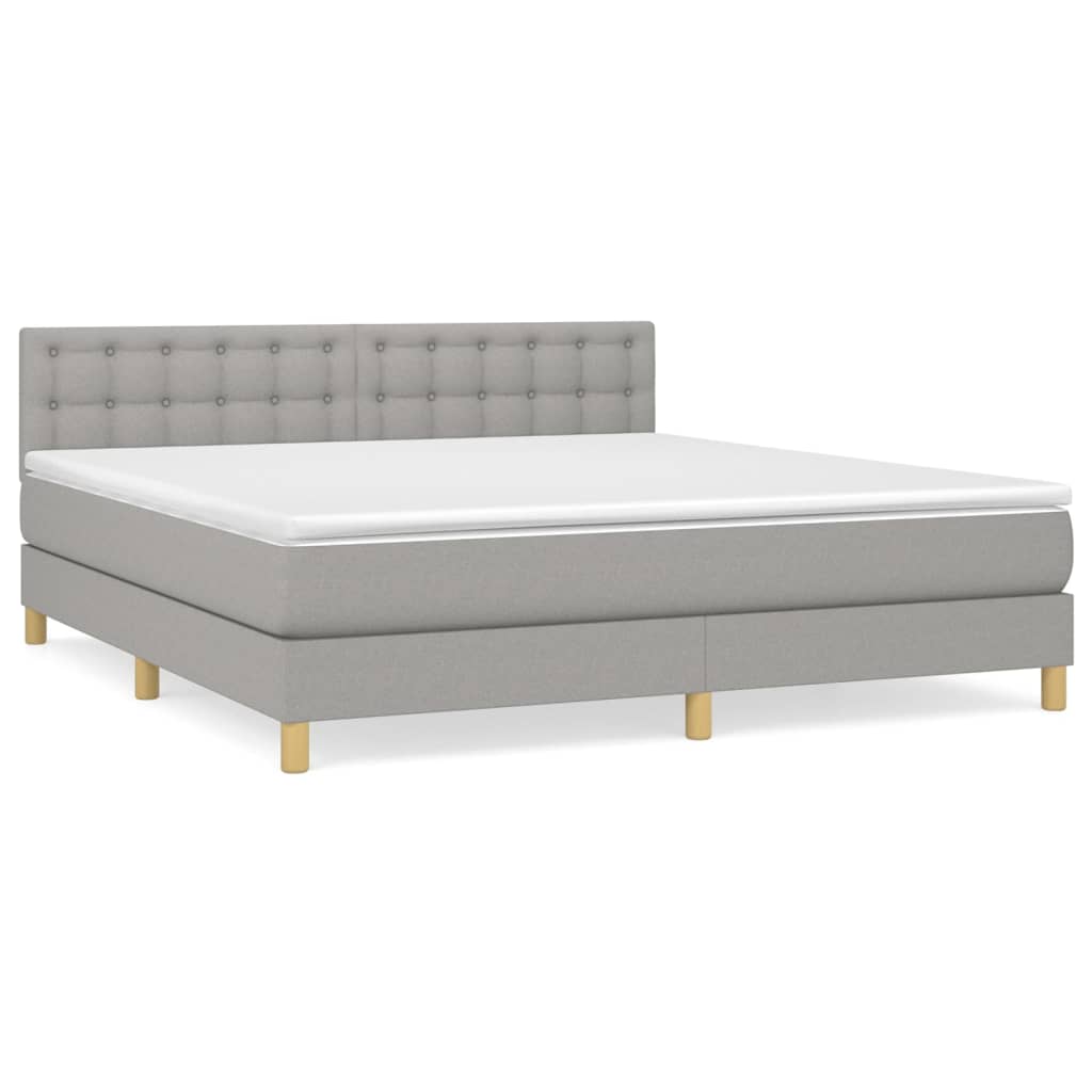 Boxspring met matras stof lichtgrijs 160x200 cm is nu te koop bij PeponiXL, paradijselijk wonen!