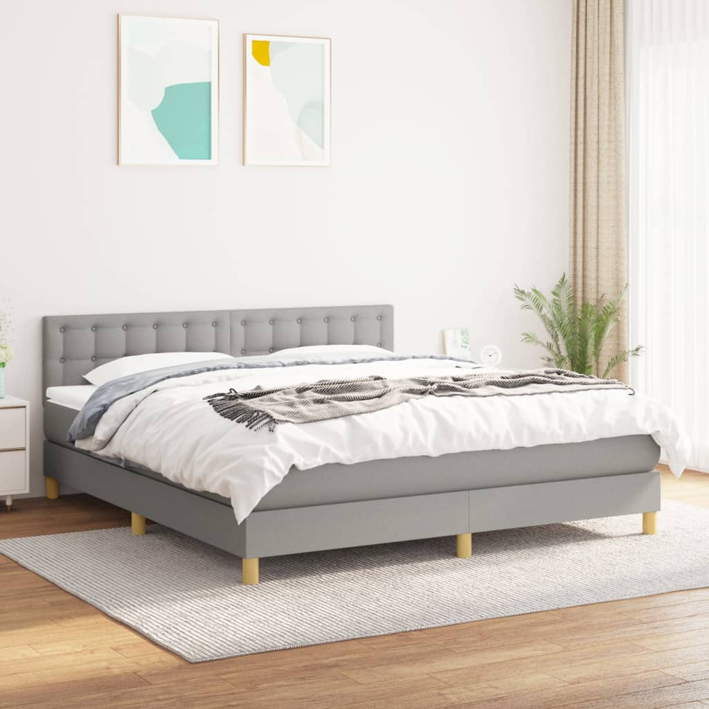 Boxspring met matras stof lichtgrijs 160x200 cm is nu te koop bij PeponiXL, paradijselijk wonen!