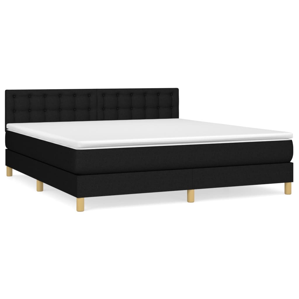 Boxspring met matras stof zwart 160x200 cm is nu te koop bij PeponiXL, paradijselijk wonen!
