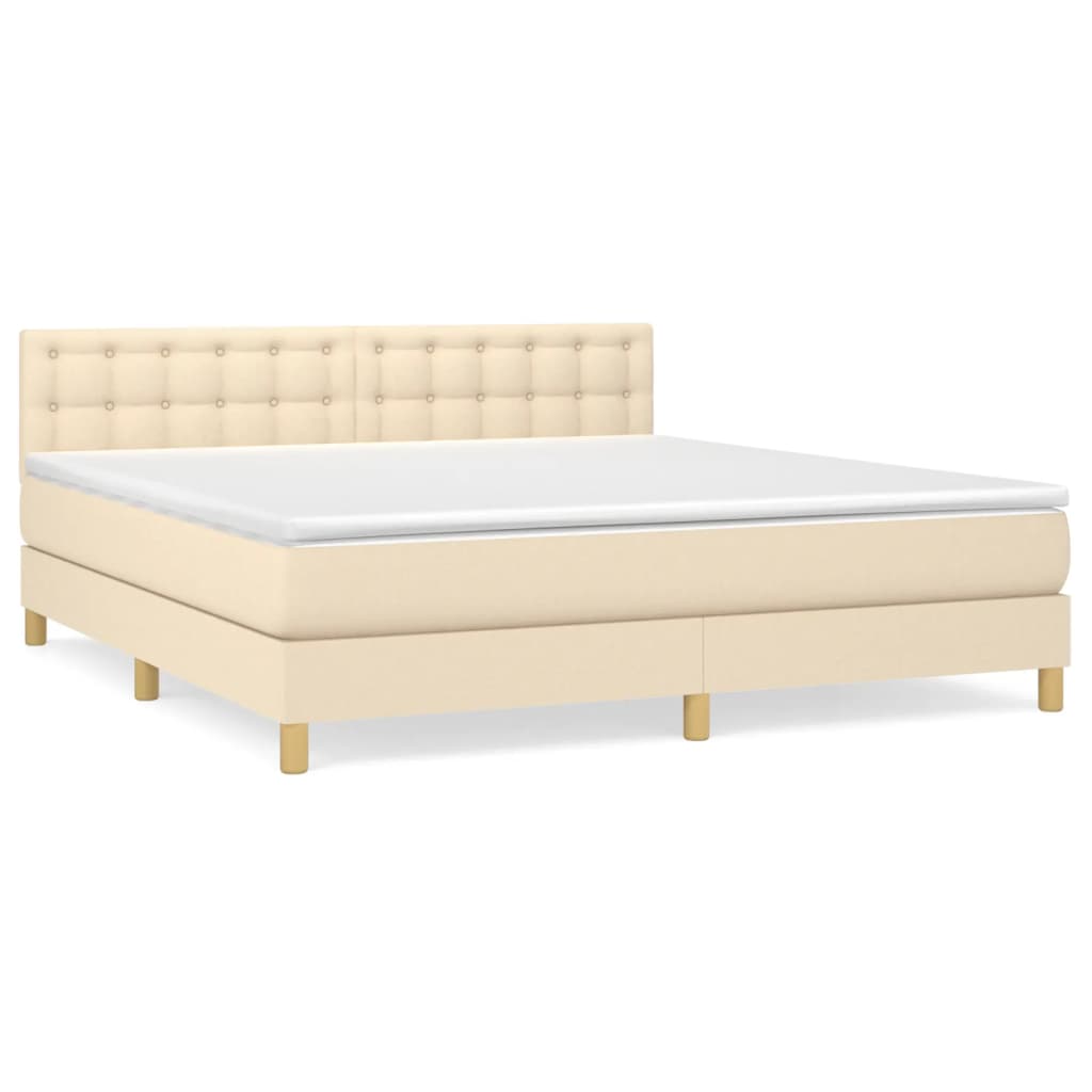 Boxspring met matras stof crèmekleurig 160x200 cm is nu te koop bij PeponiXL, paradijselijk wonen!
