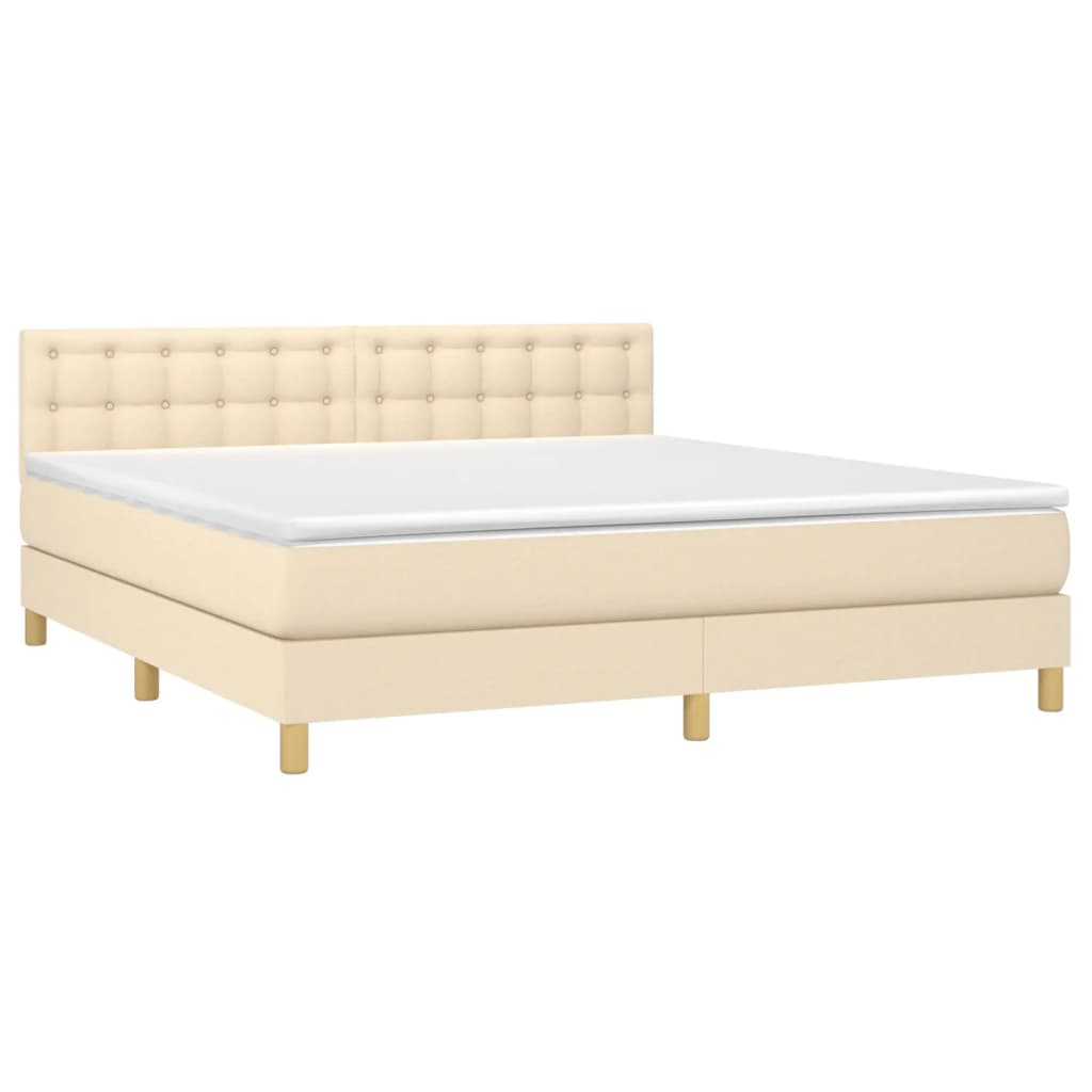 Boxspring met matras stof crèmekleurig 160x200 cm is nu te koop bij PeponiXL, paradijselijk wonen!