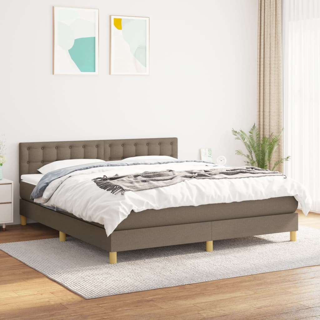Boxspring met matras stof taupe 180x200 cm is nu te koop bij PeponiXL, paradijselijk wonen!