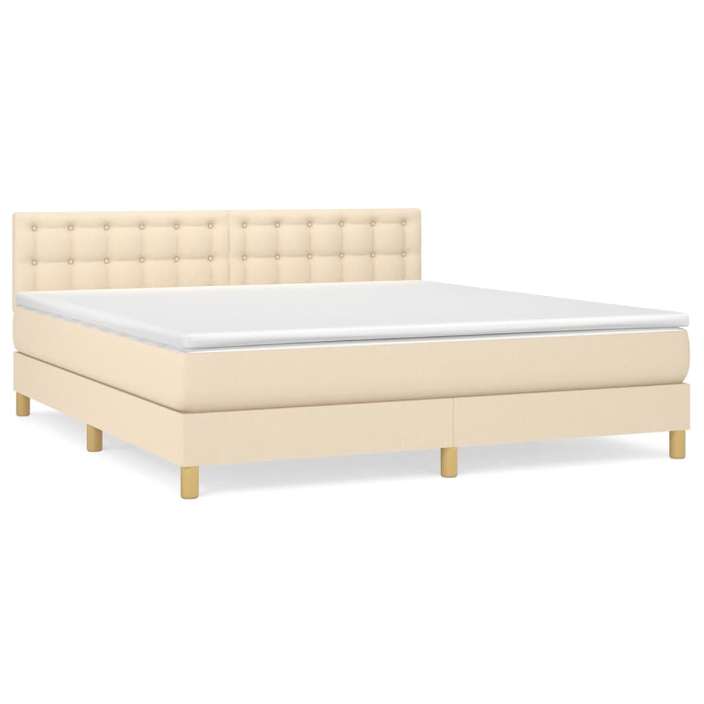 Boxspring met matras stof crèmekleurig 180x200 cm is nu te koop bij PeponiXL, paradijselijk wonen!
