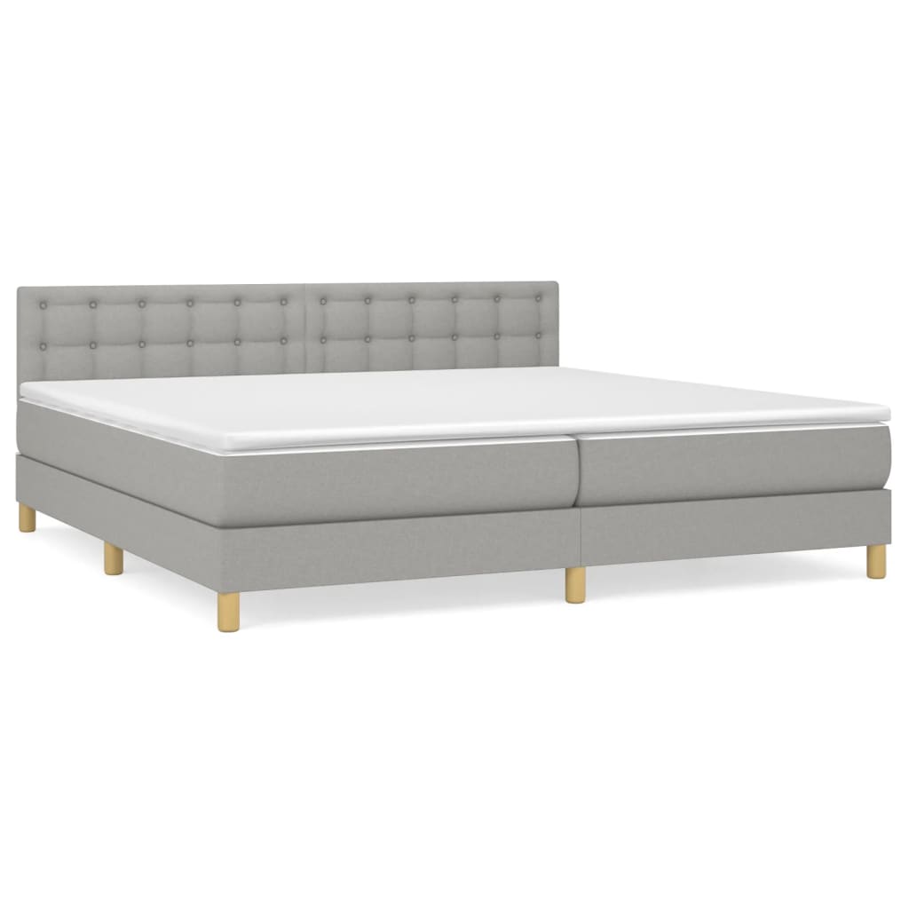 Boxspring met matras stof lichtgrijs 200x200 cm is nu te koop bij PeponiXL, paradijselijk wonen!