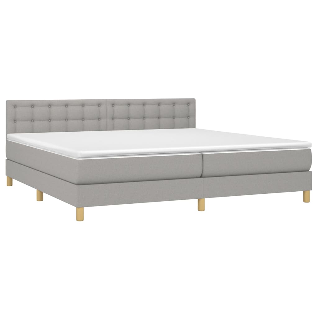 Boxspring met matras stof lichtgrijs 200x200 cm is nu te koop bij PeponiXL, paradijselijk wonen!