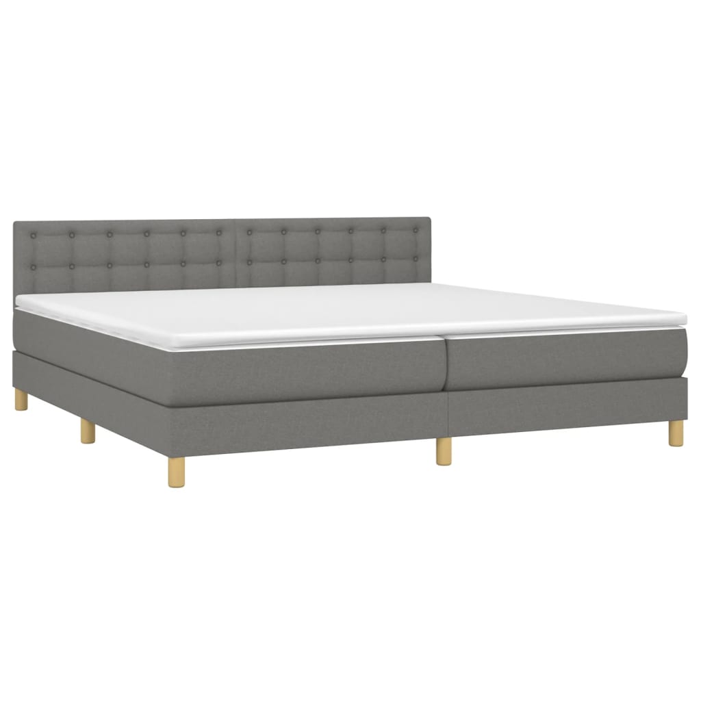 Boxspring met matras stof donkergrijs 200x200 cm is nu te koop bij PeponiXL, paradijselijk wonen!
